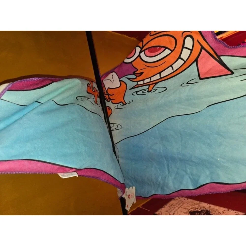 Ren and Stimpy Fleece towel Nick Box 90s Vintage Cartoon CultureFly NWT